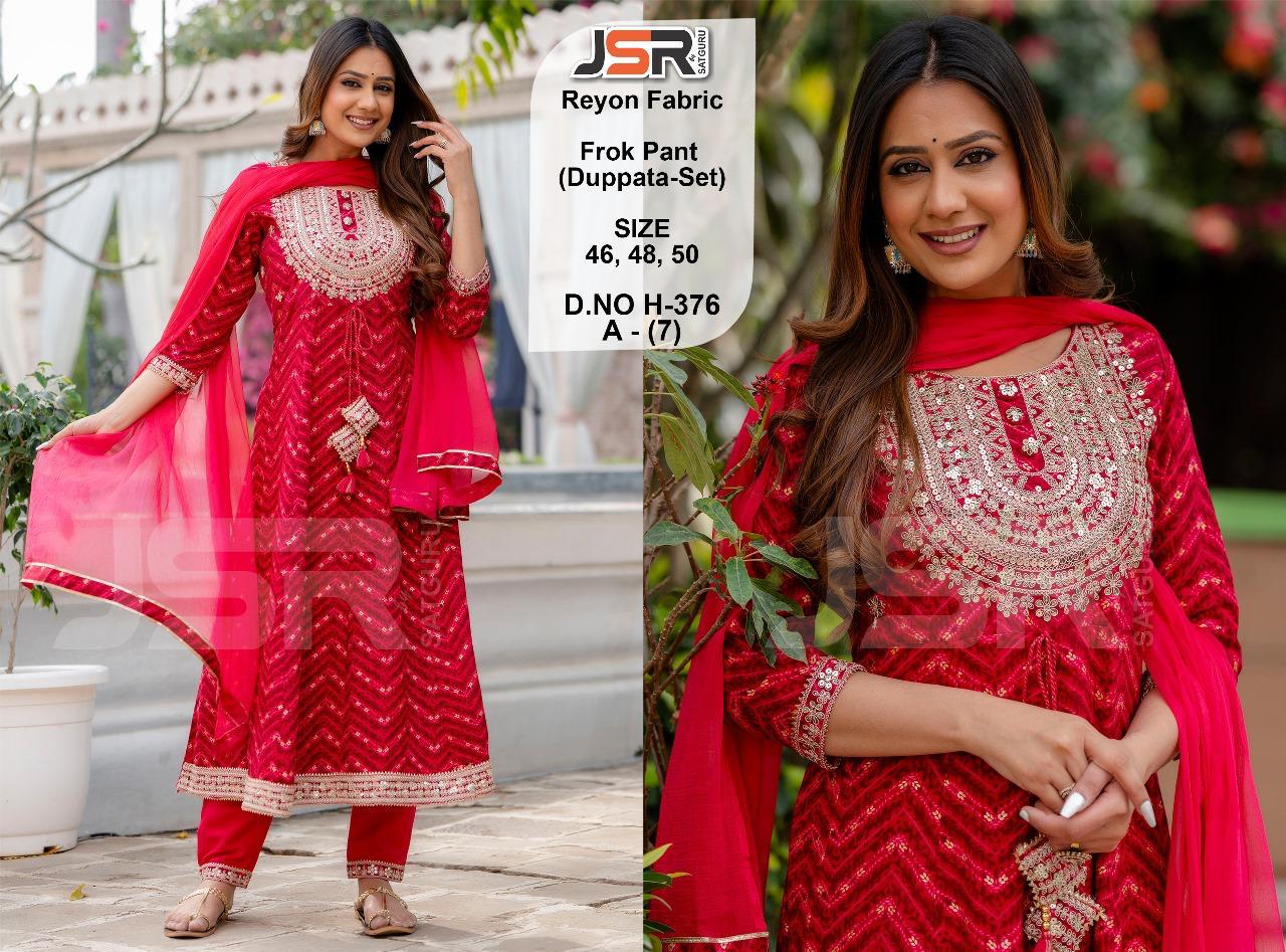❤️ Stunning Red Reyon Frock Pant Dupatta Set – Grace & Comfort in One! ❤️